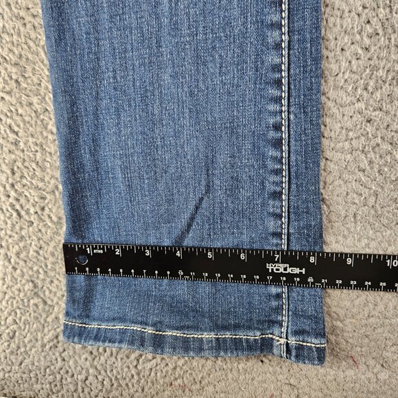 LA Idol Jeans Womens 7 (30x31) Blue Mid Rise Bootcut Rhinestones Embroidered - Picture 11 of 15